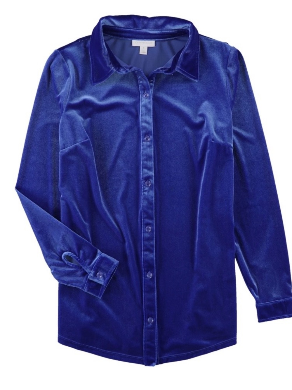Charter Club Deep Blue Velvet Button-Down Shirt